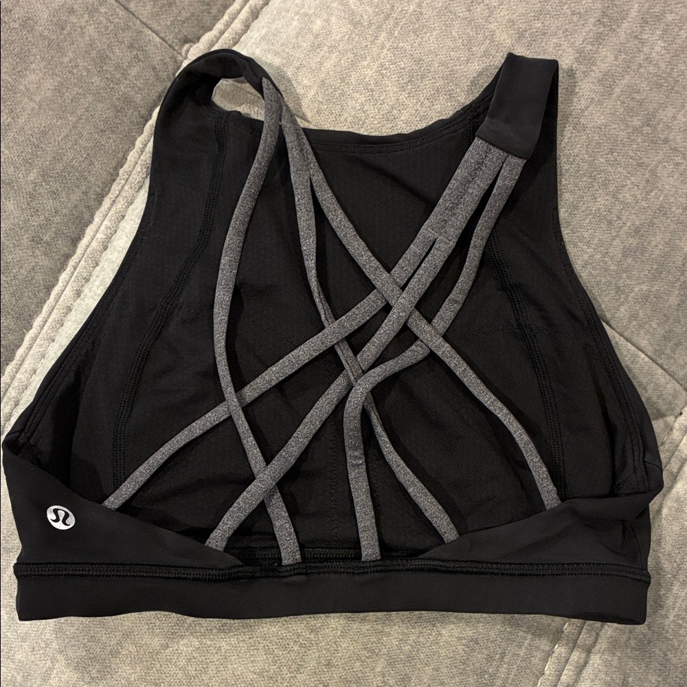 lululemon athletica Black and Gray Strappy Sports Bra
